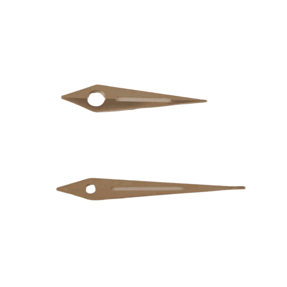 Pair of Luminous Dauphine Watch Hands (Min 0.65, Hr 1.10) - Choose Size and Colour