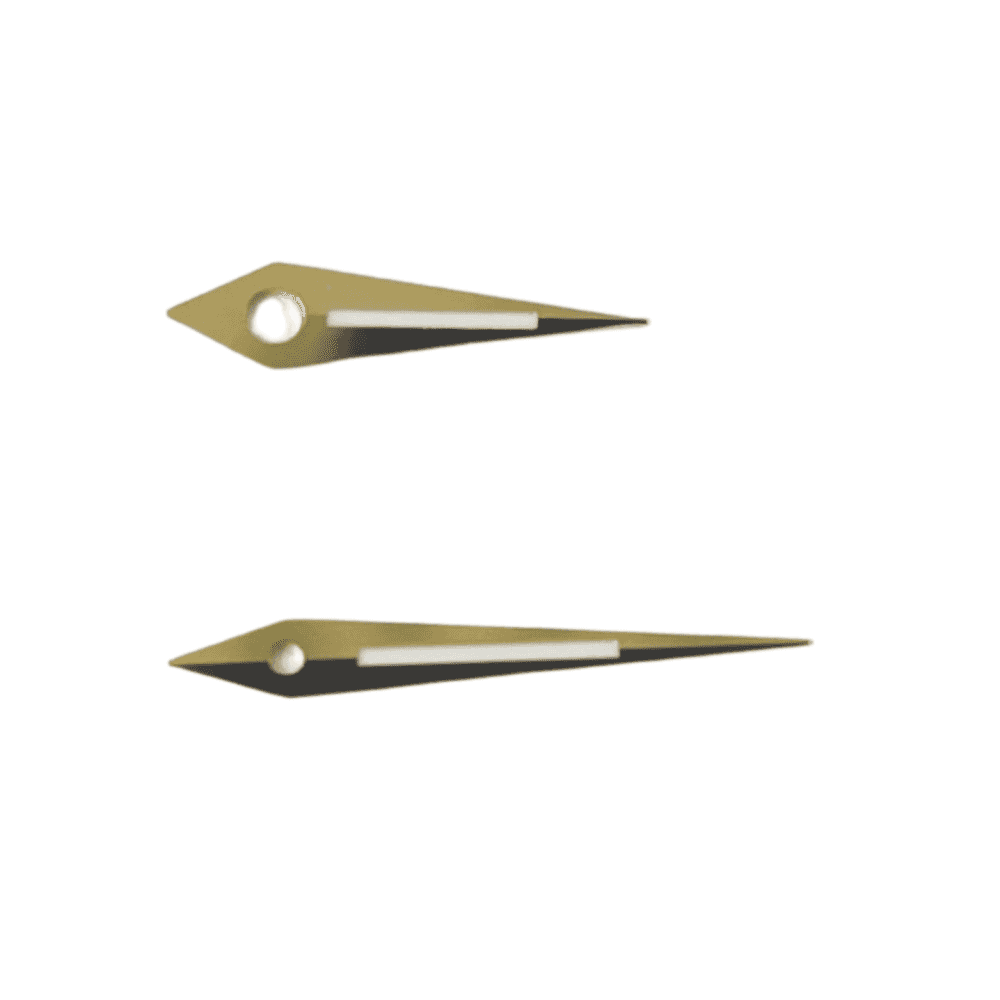 Pair of Luminous Dauphine Watch Hands (Min 0.65, Hr 1.10) - Choose Size and Colour