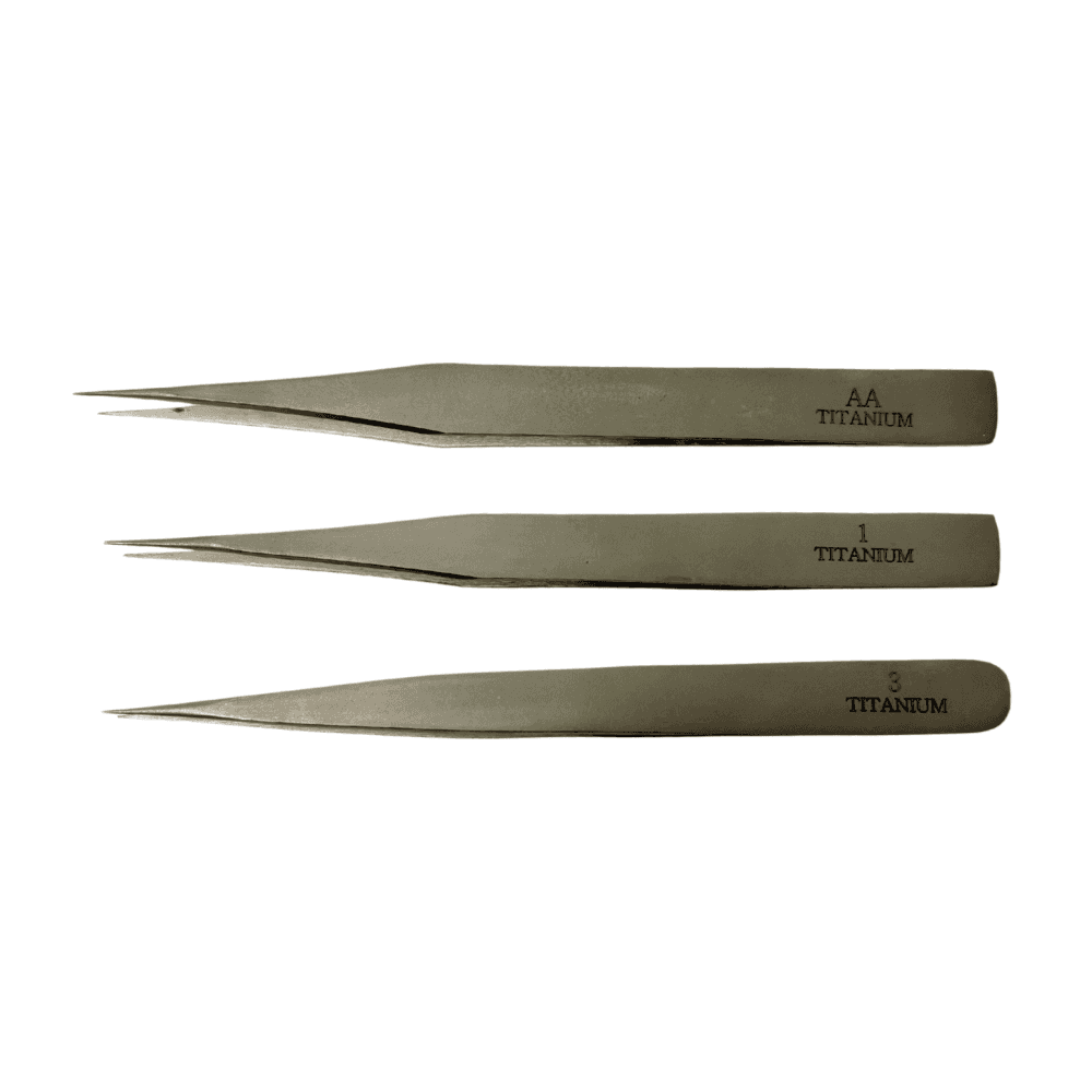 Titanium Tweezers Set of 3 (No.1, No.3, No.AA)