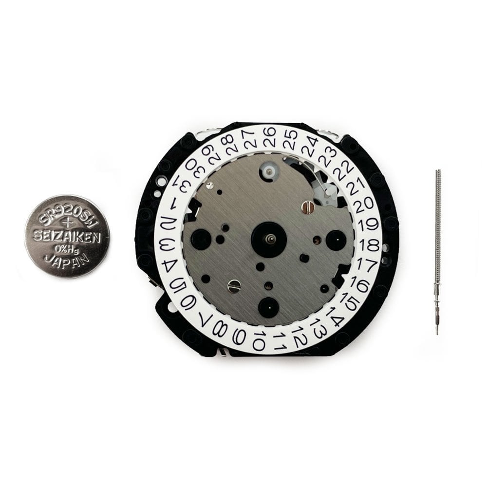 Hattori VD53 Quartz Watch Movement (Date at 4.5h) White/Black