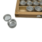 Wooden Storage Box with 24 Aluminium Tins