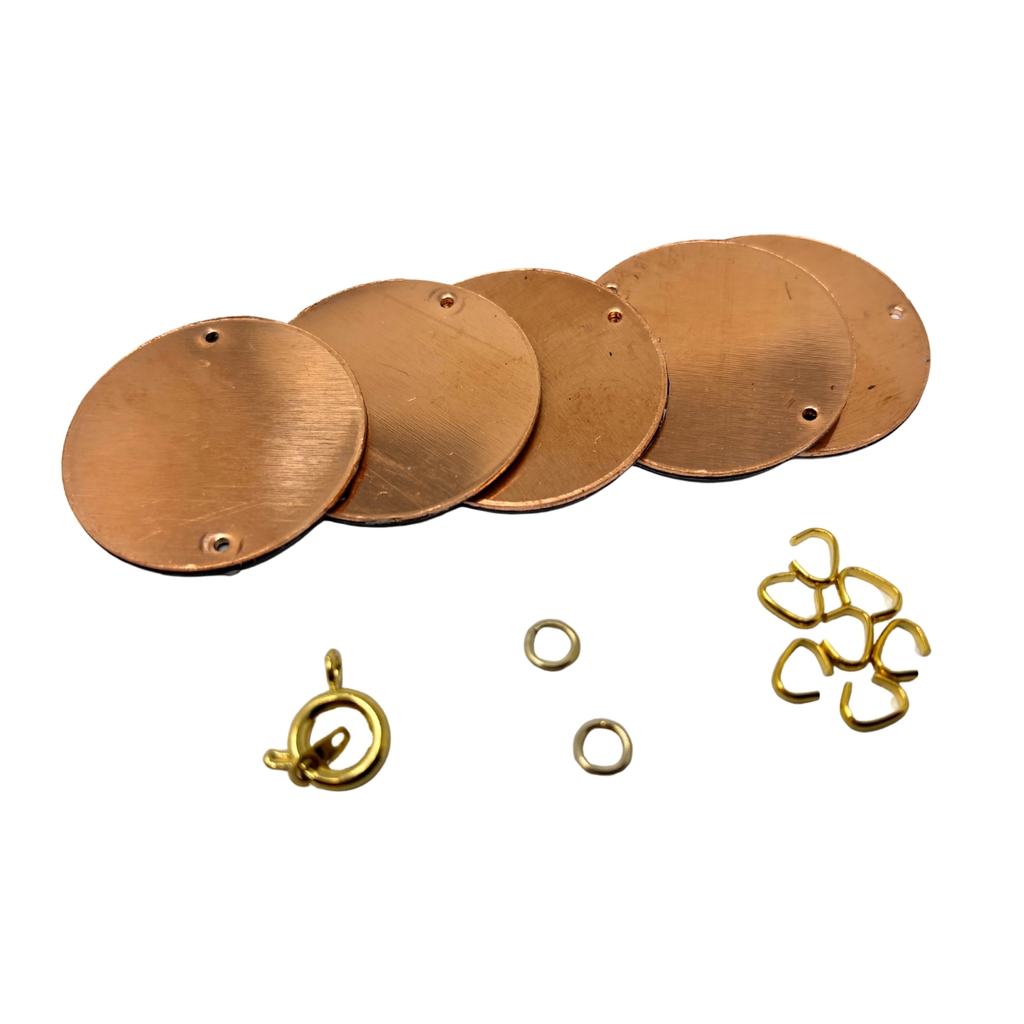 Peak Dale Copper Blanks Round Shape with Holes Bracelet Making 31mm 5pc