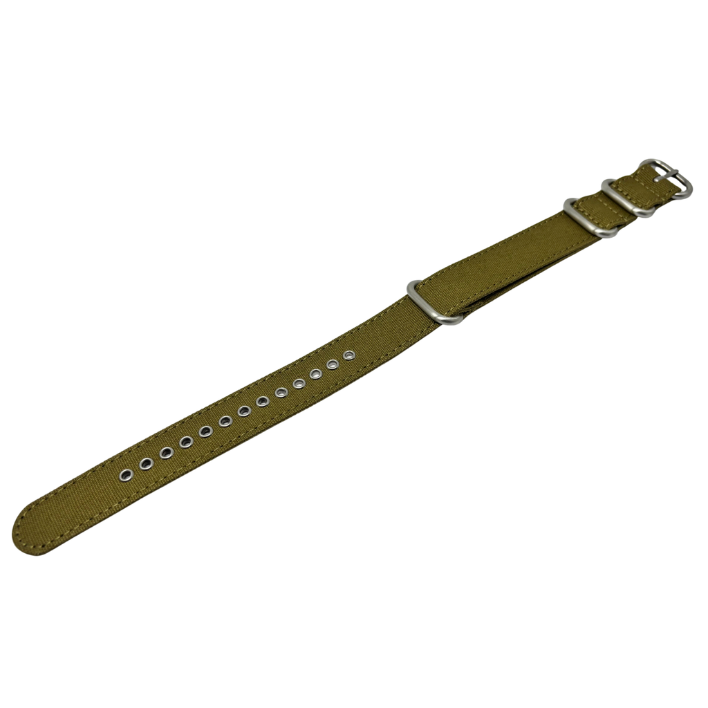 Army Green Canvas 4-Ring Watch Strap, 18mm - 22mm