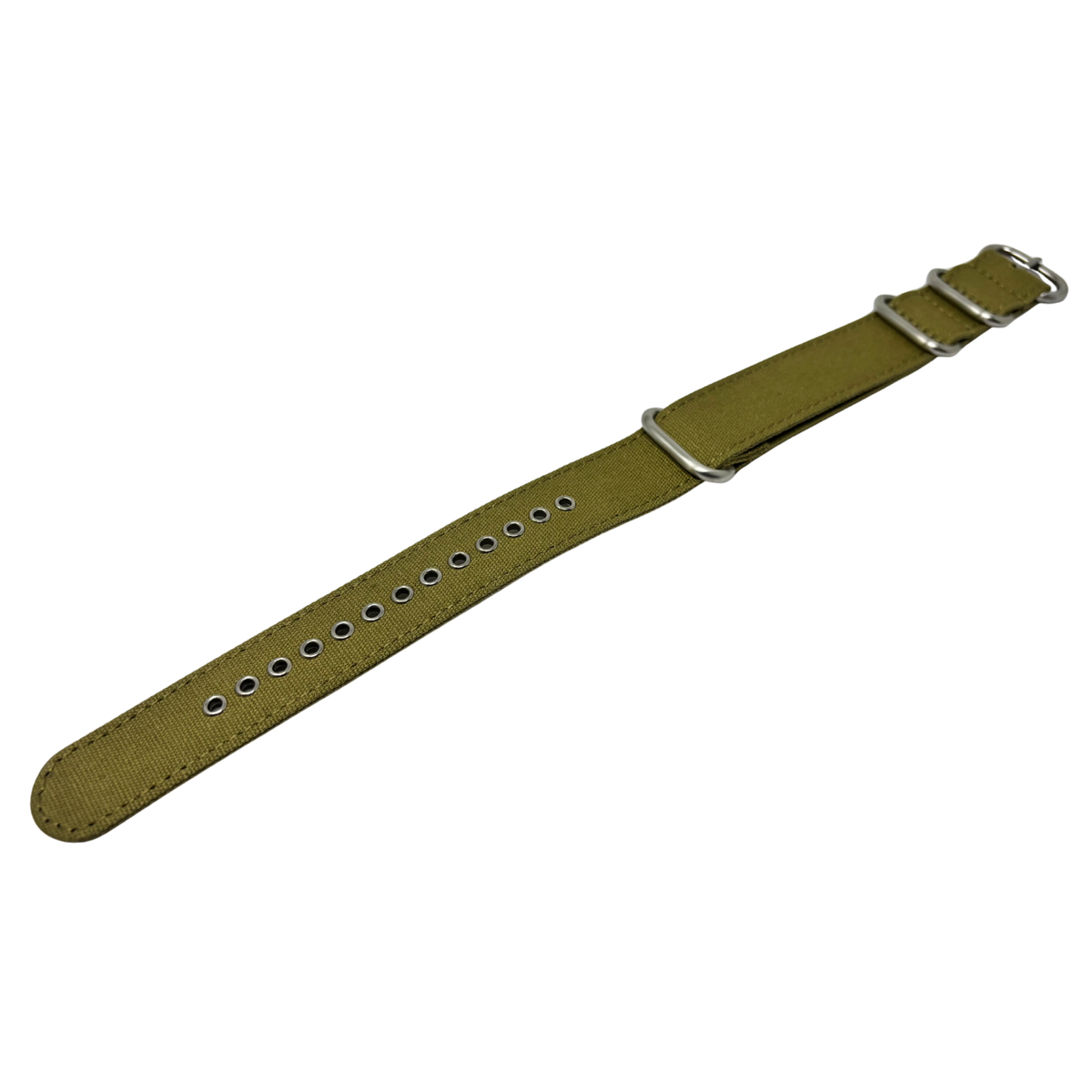 Army Green Canvas 4-Ring Watch Strap, 18mm - 22mm