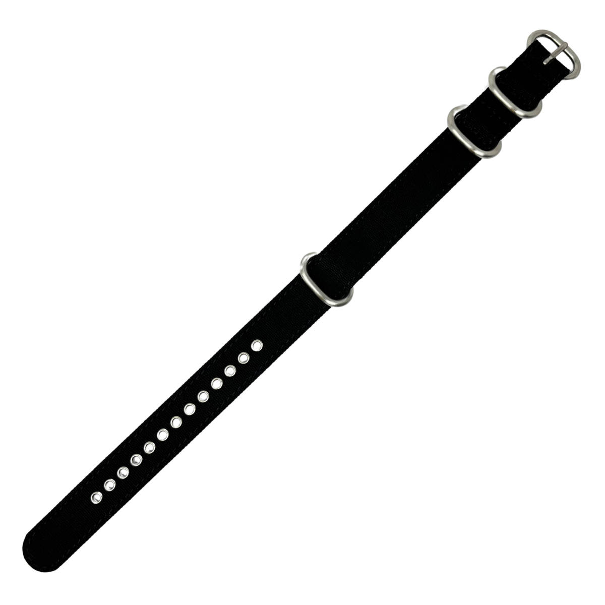 Black Canvas 4-Ring Watch Strap, 18mm - 22mm
