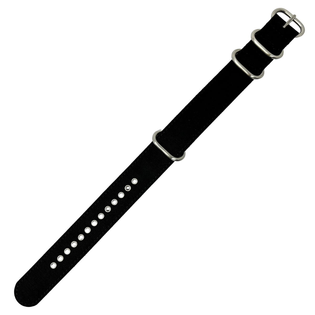 Black Canvas 4-Ring Watch Strap, 18mm - 22mm