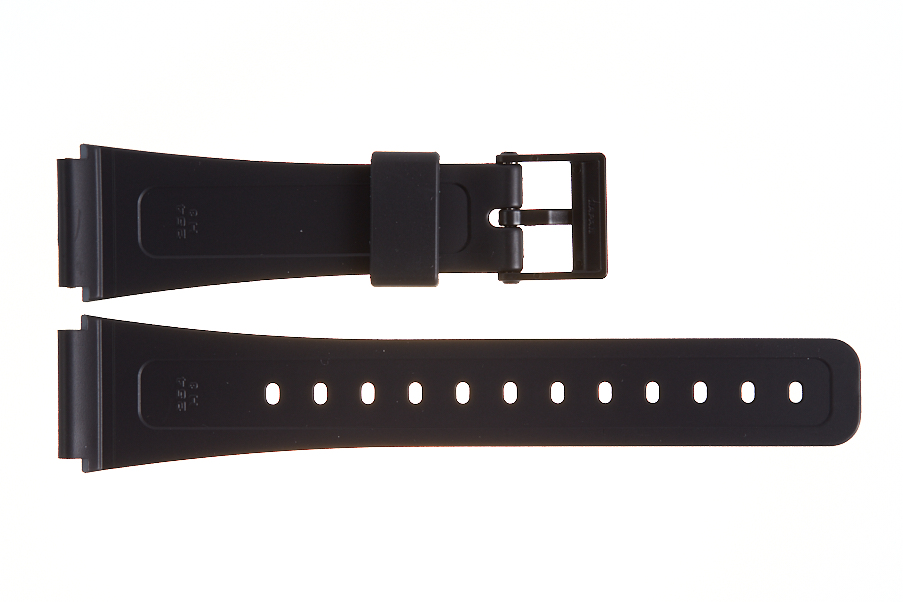 black casio watch band with a black buckle