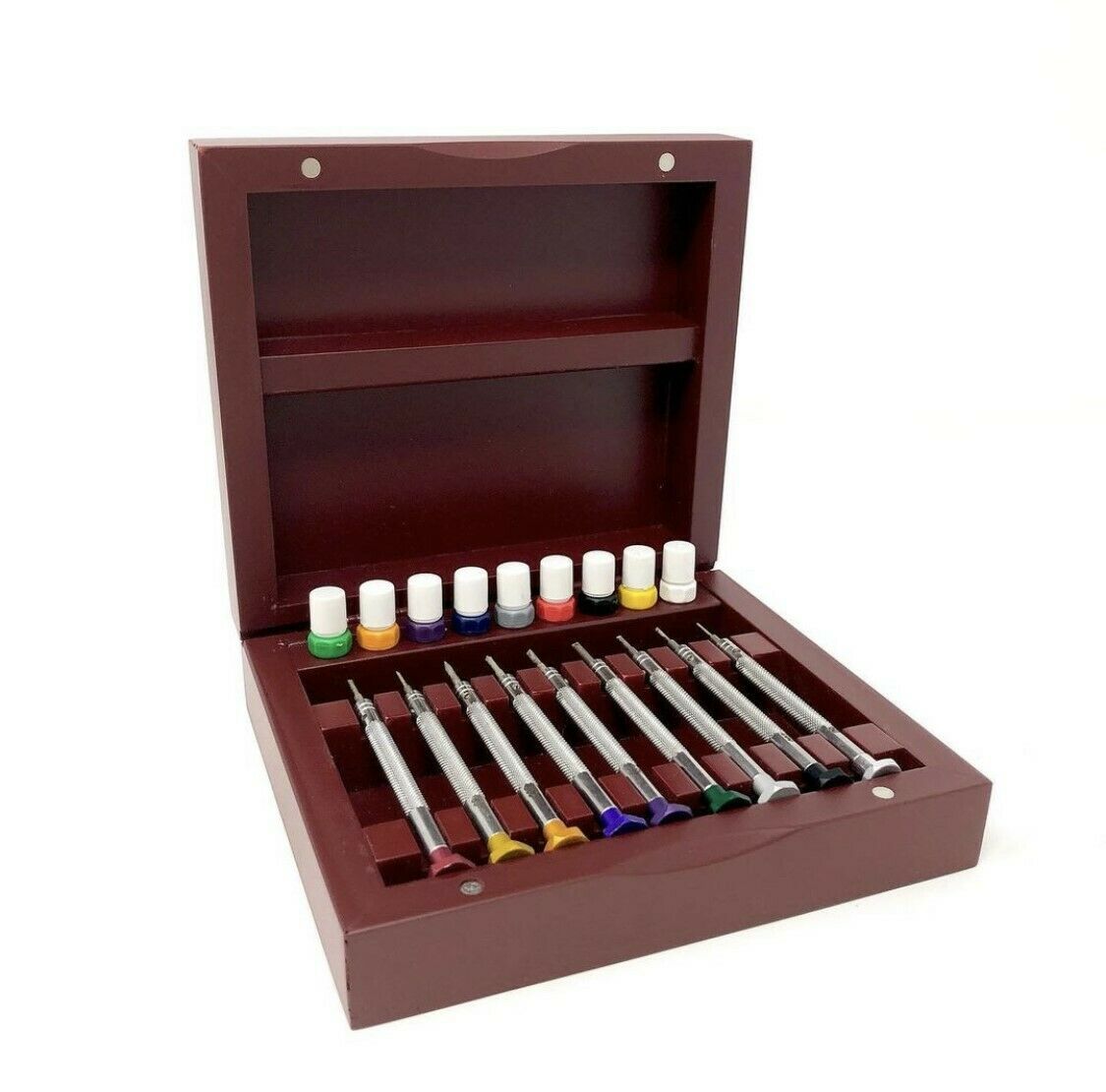 Euro Pro Screw Driver Set of 9 in Wood Box with Anodised Colour Coded Heads 194007455069 2 - Maddisons UK